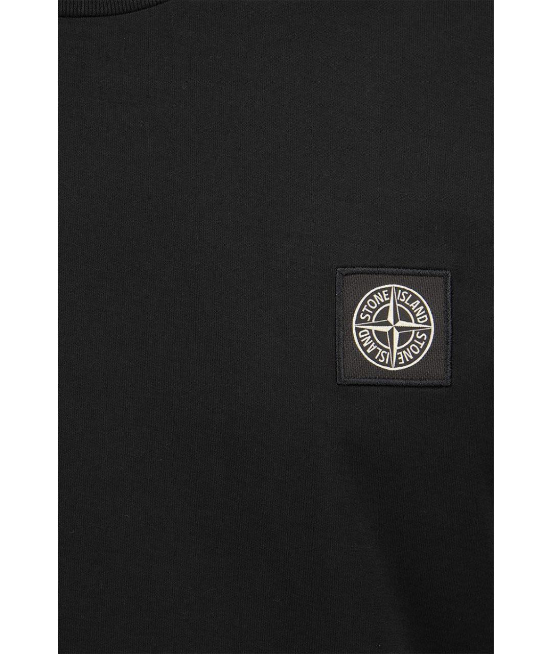 STONE ISLAND Черная хлопковая футболка, фото 4