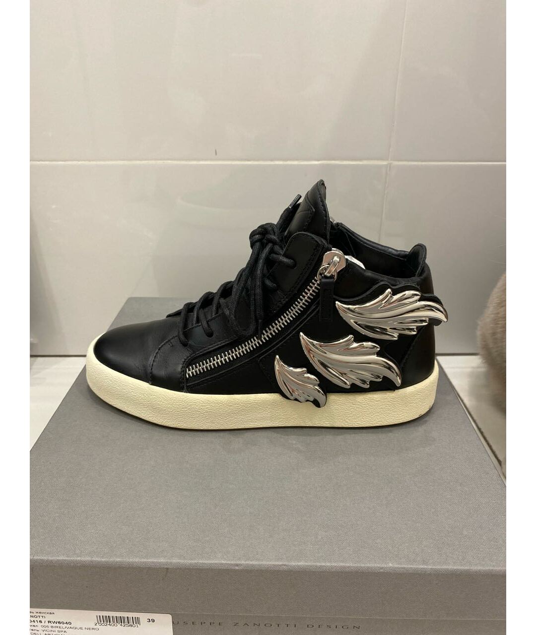GIUSEPPE ZANOTTI DESIGN Черные кожаные кроссовки, фото 5