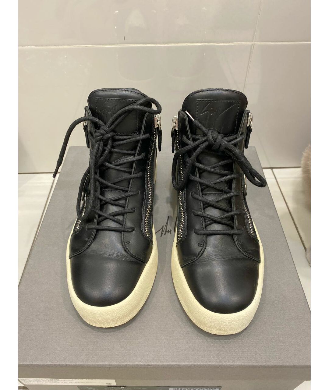 GIUSEPPE ZANOTTI DESIGN Черные кожаные кроссовки, фото 2