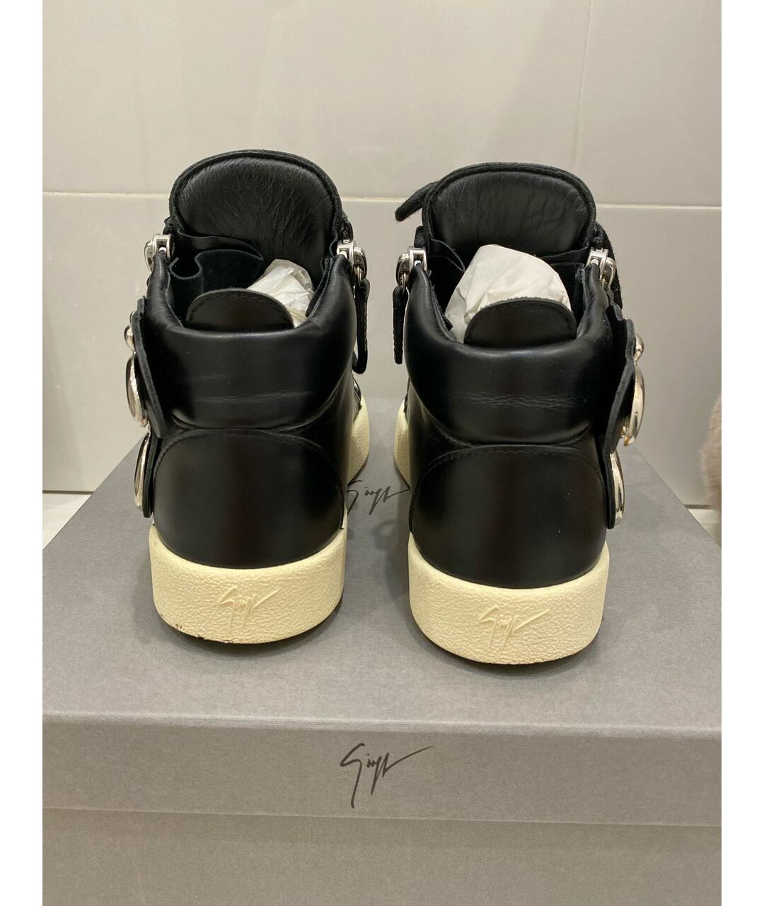 GIUSEPPE ZANOTTI DESIGN Черные кожаные кроссовки, фото 4