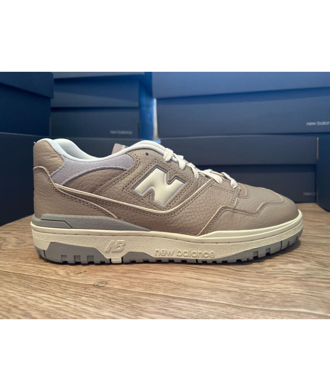 NEW BALANCE Бежевые кожаные низкие кроссовки / кеды, фото 7