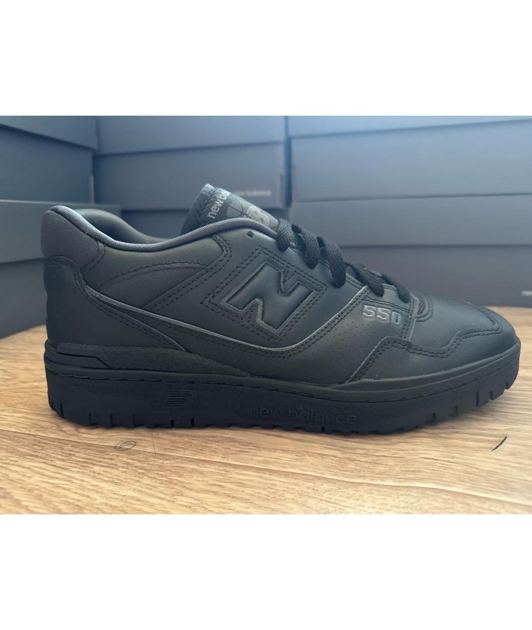 NEW BALANCE Черные кожаные низкие кроссовки / кеды, фото 6