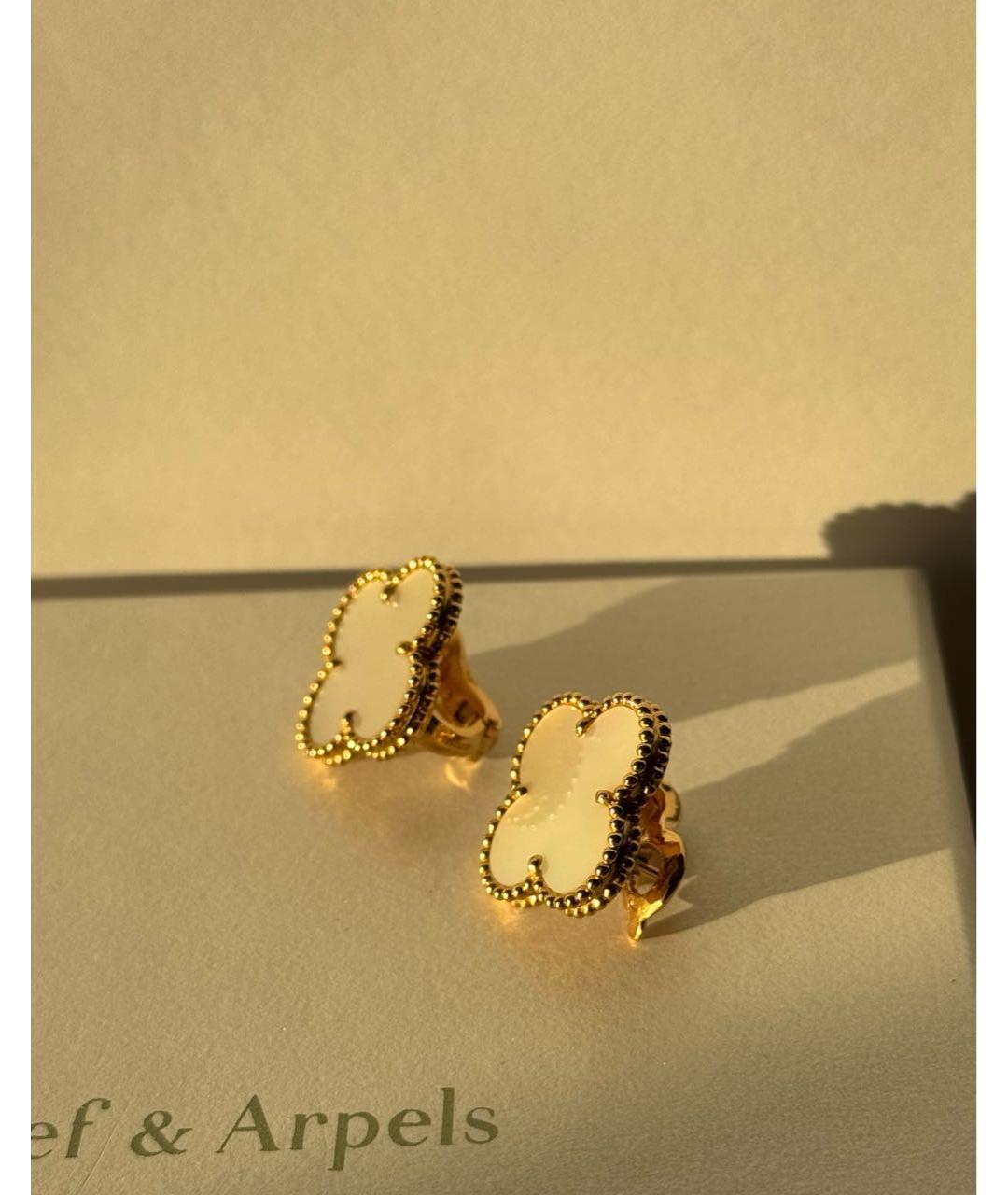 VAN CLEEF & ARPELS Белые серьги из желтого золота, фото 2
