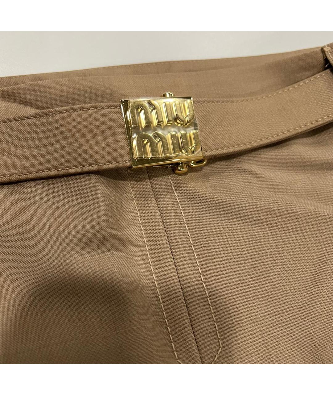 MIU MIU Бежевая юбка мини, фото 3