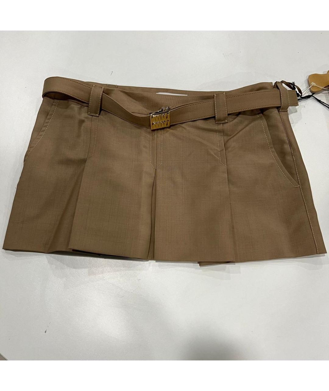 MIU MIU Бежевая юбка мини, фото 5