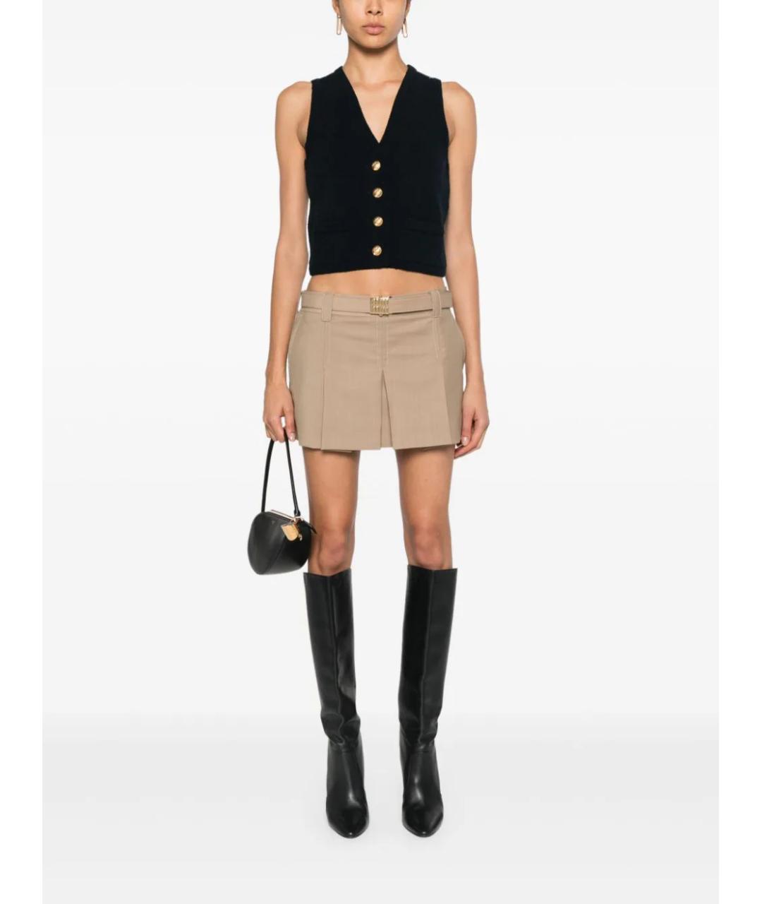 MIU MIU Бежевая юбка мини, фото 2