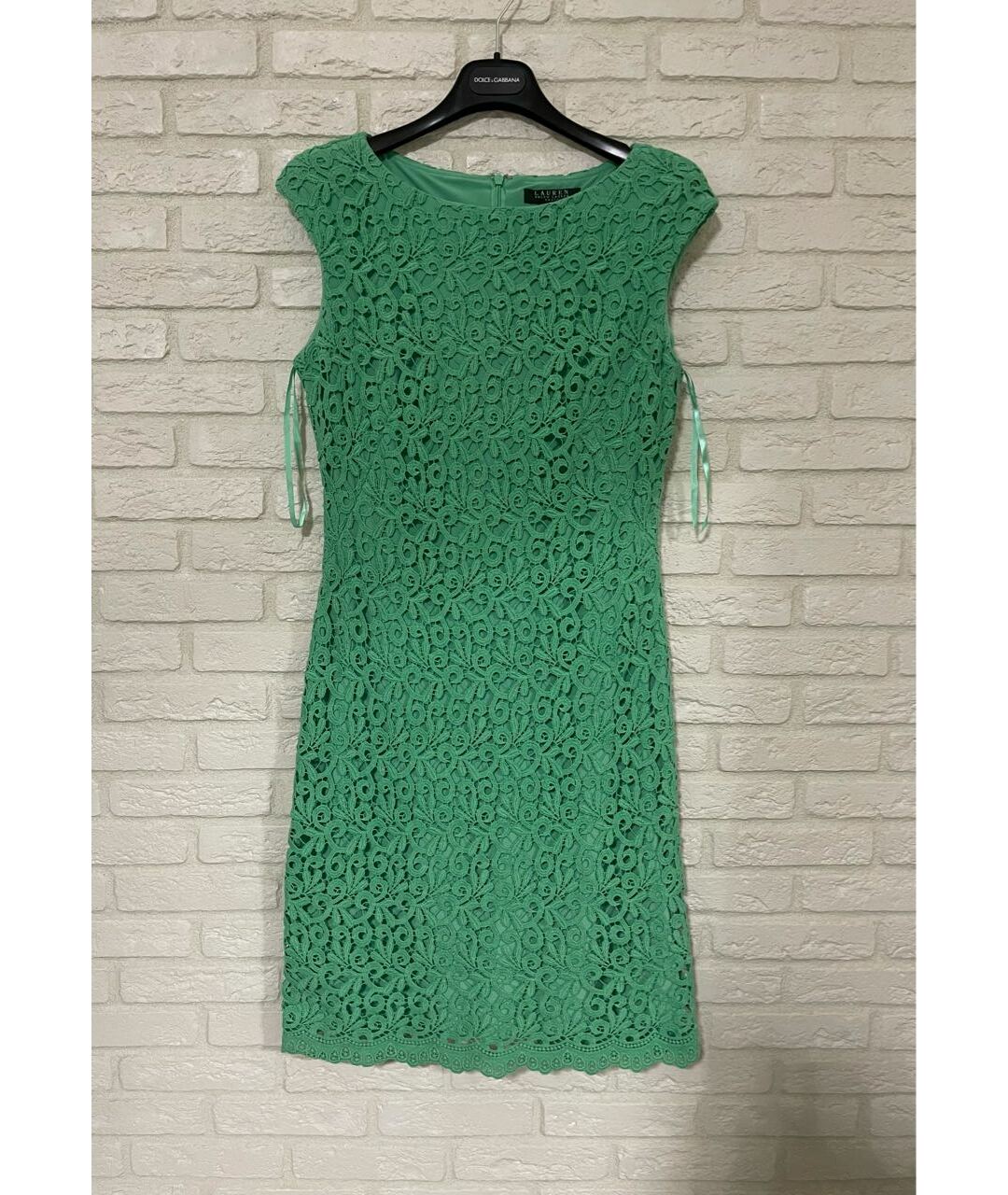 RALPH LAUREN Зеленые хлопко-эластановое повседневное платье, фото 9