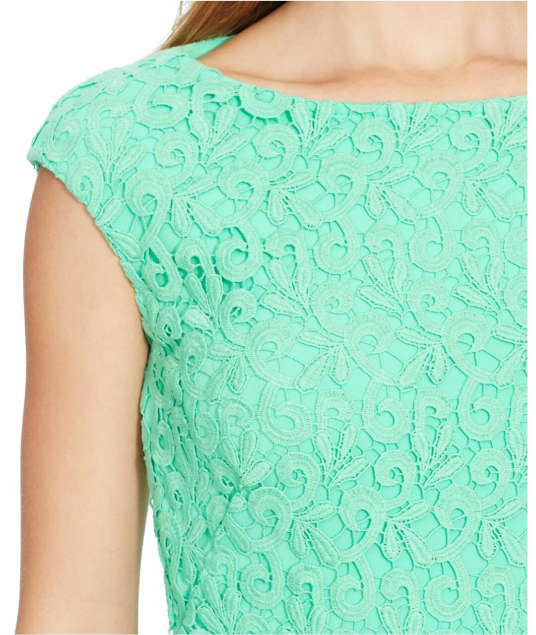 RALPH LAUREN Зеленые хлопко-эластановое повседневное платье, фото 4