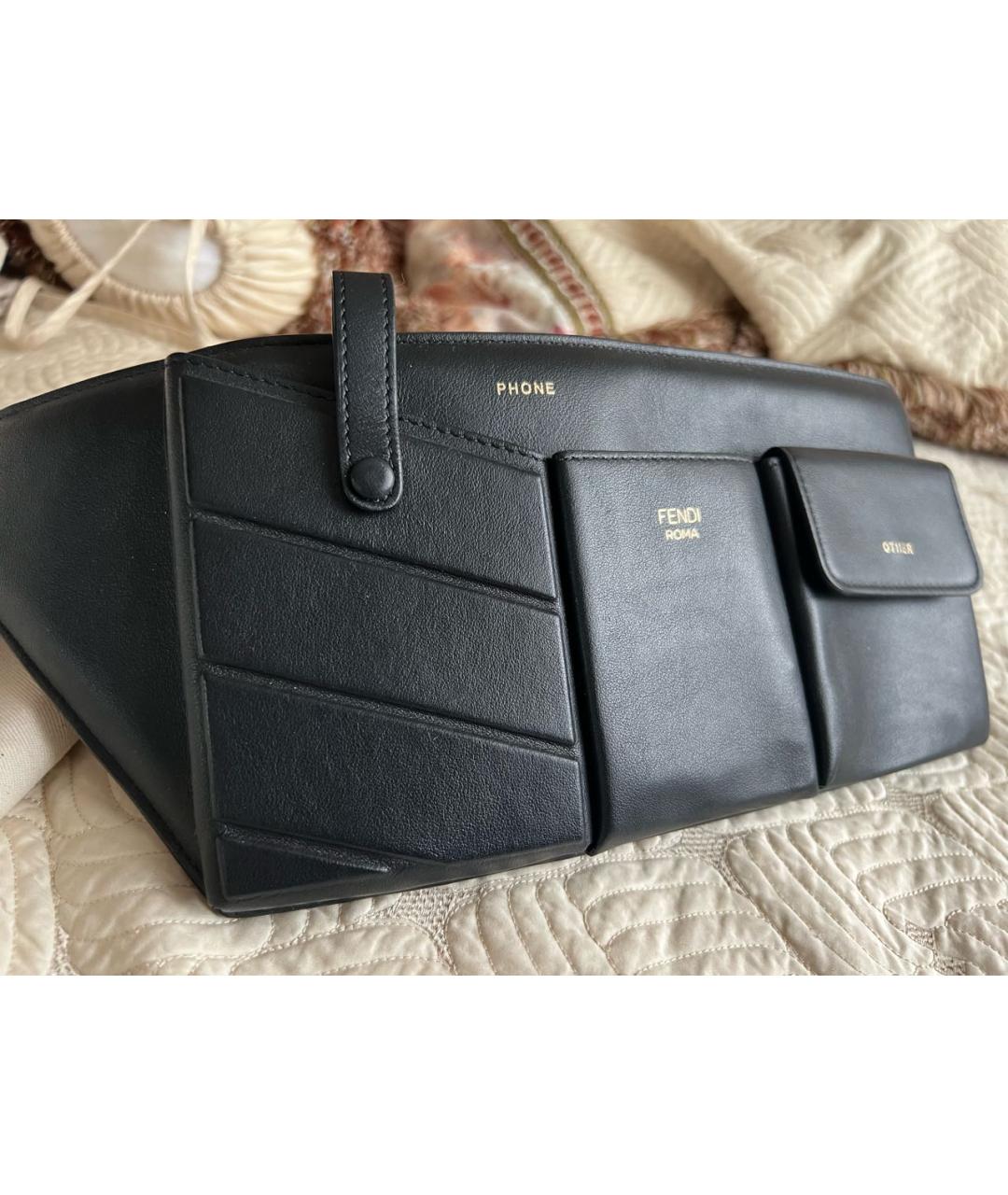 FENDI Черная кожаная сумка тоут, фото 5