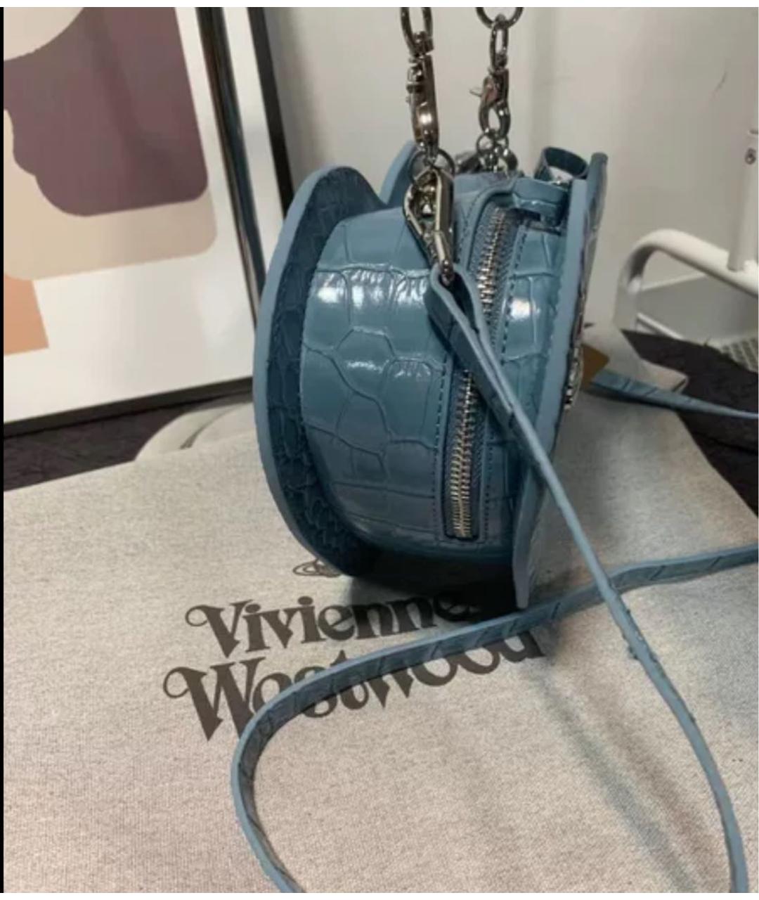 VIVIENNE WESTWOOD Голубая сумка на плечо из экзотической кожи, фото 6