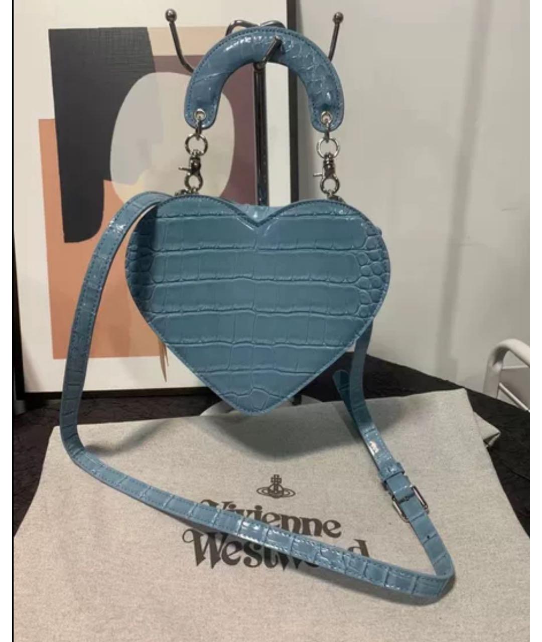 VIVIENNE WESTWOOD Голубая сумка на плечо из экзотической кожи, фото 7