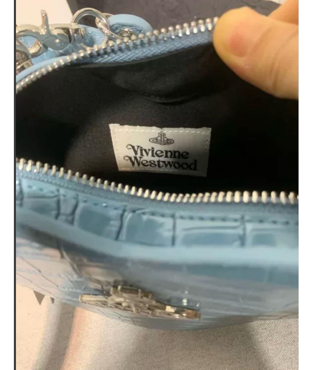 VIVIENNE WESTWOOD Голубая сумка на плечо из экзотической кожи, фото 2