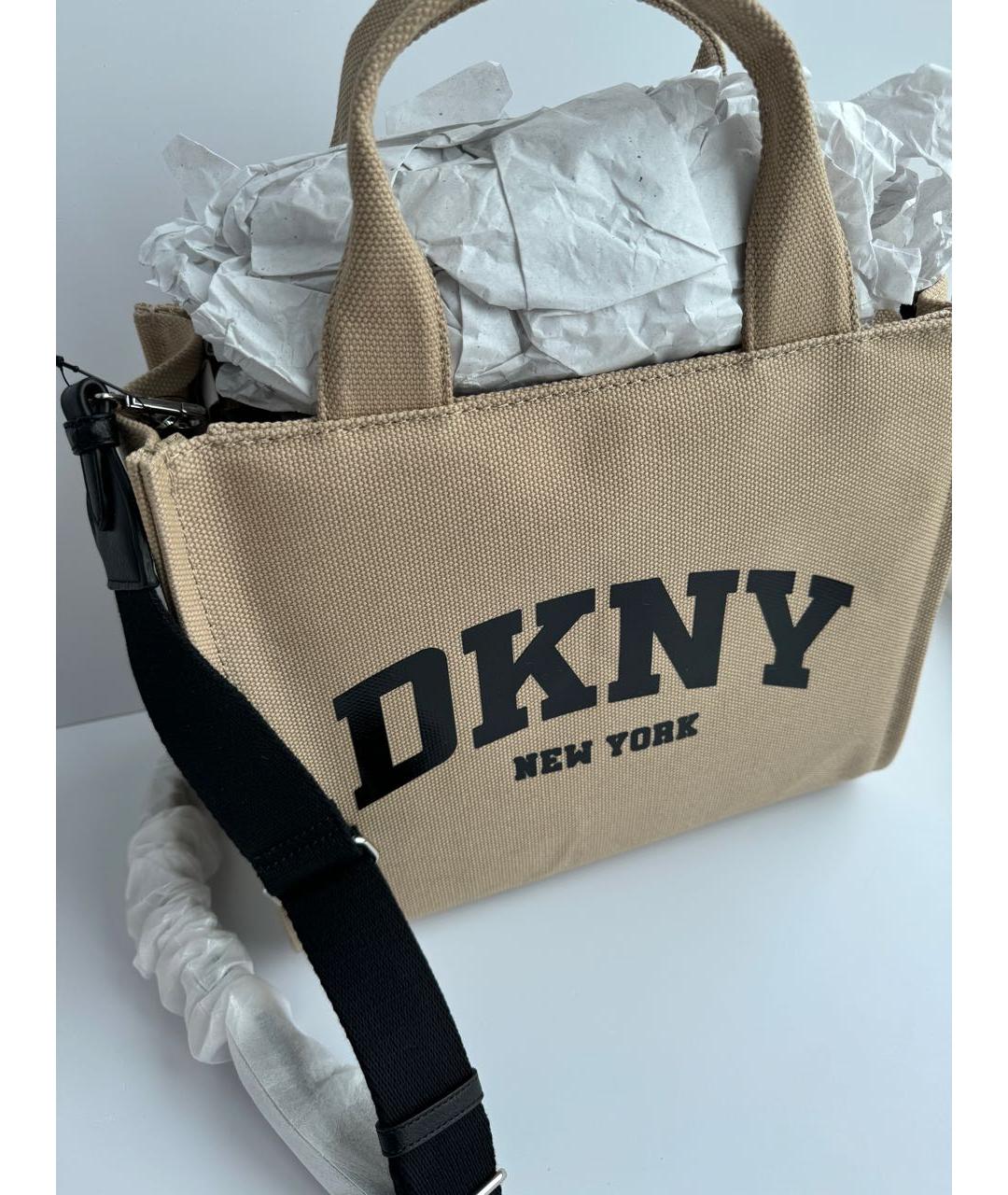 DKNY Бежевая тканевая сумка тоут, фото 8