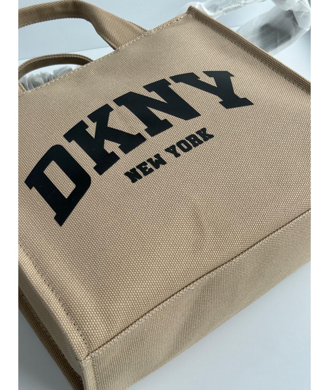 DKNY Бежевая тканевая сумка тоут, фото 6