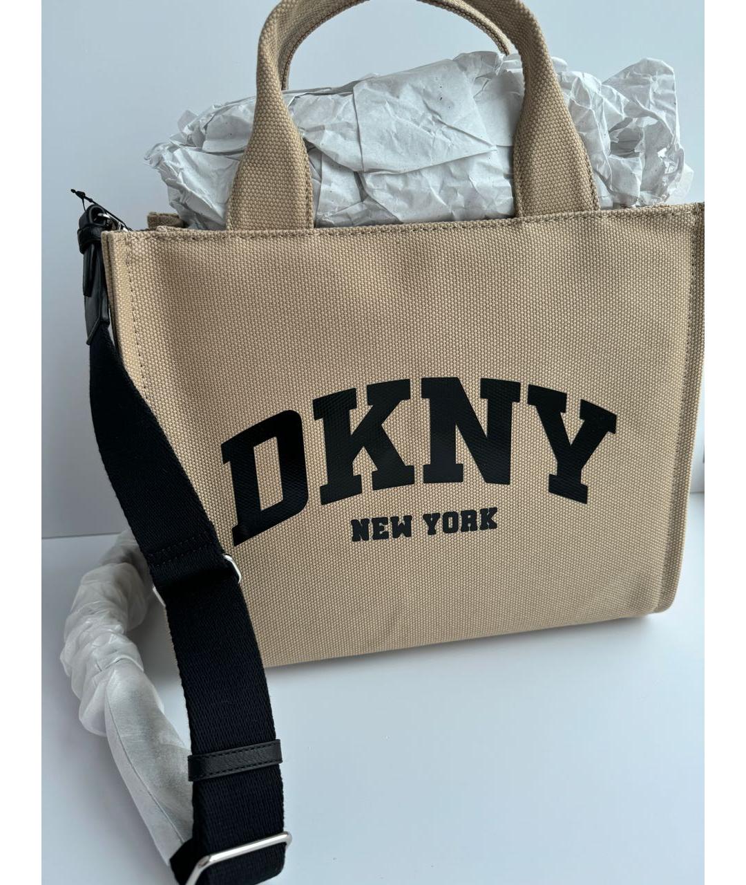 DKNY Бежевая тканевая сумка тоут, фото 2