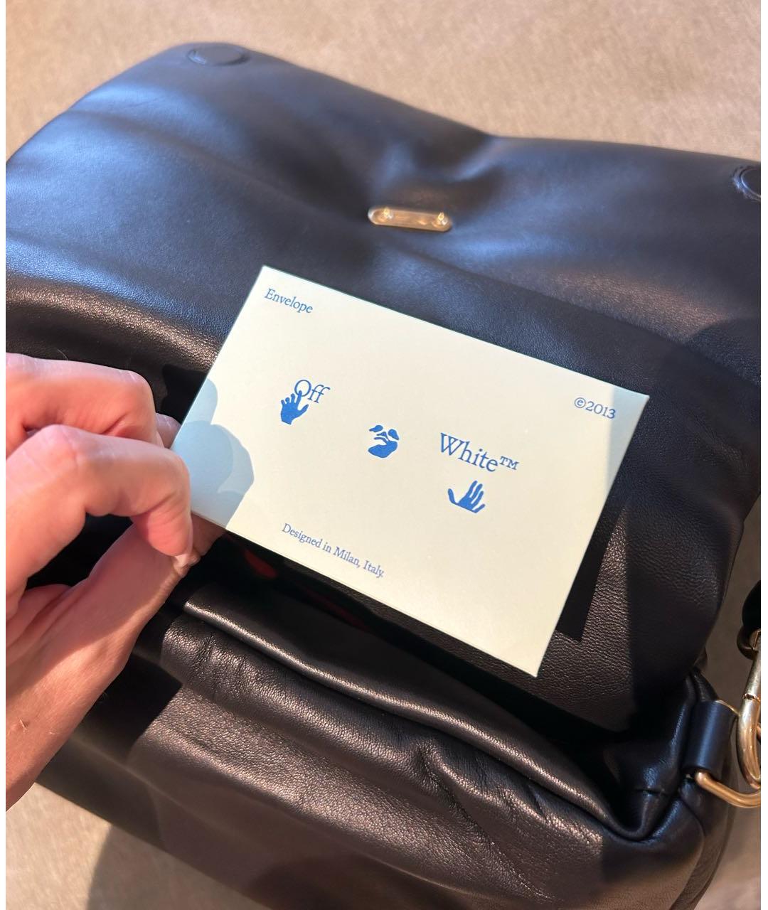 OFF-WHITE Черная кожаная сумка через плечо, фото 4