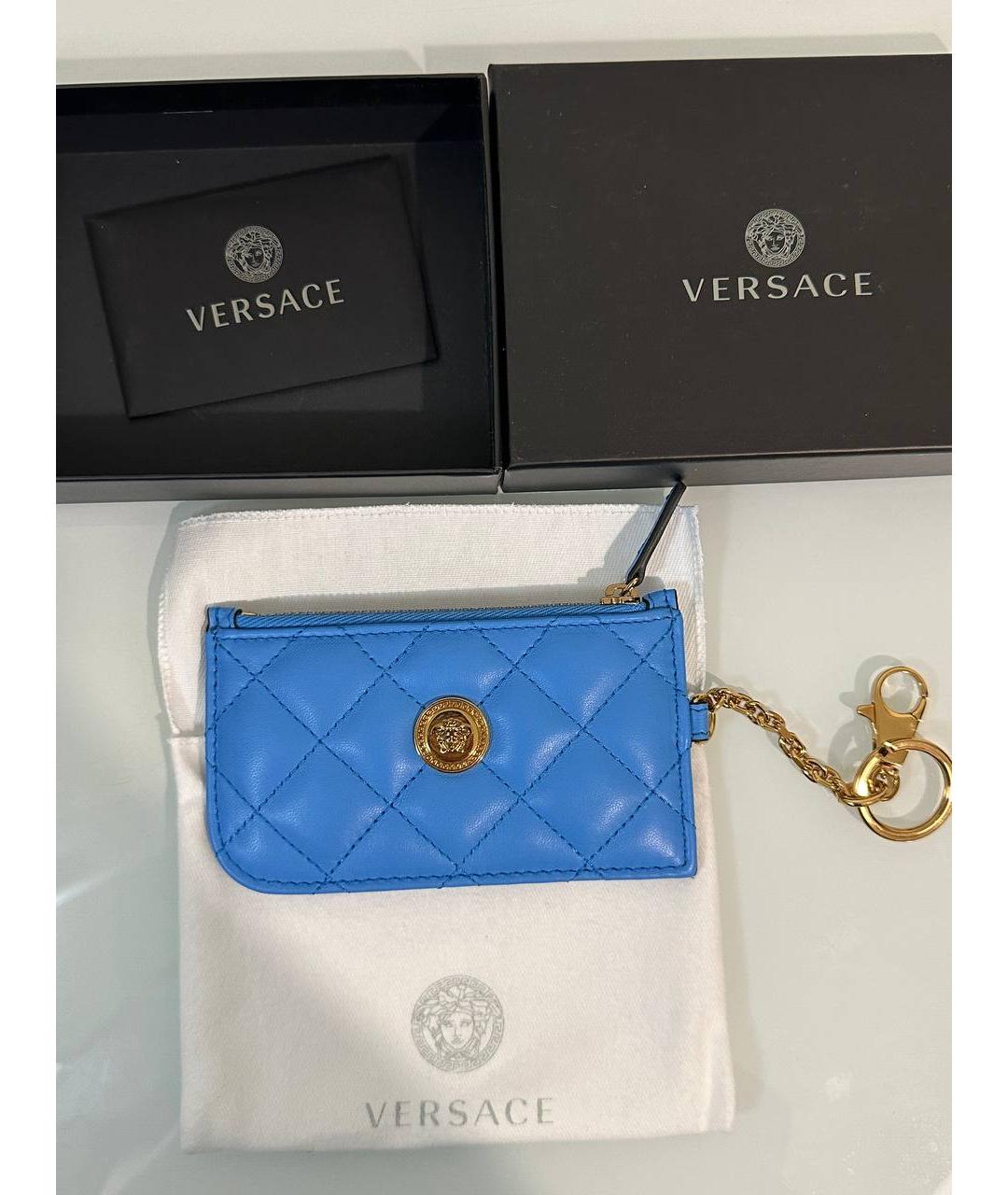 VERSACE Синий кожаный кошелек, фото 5