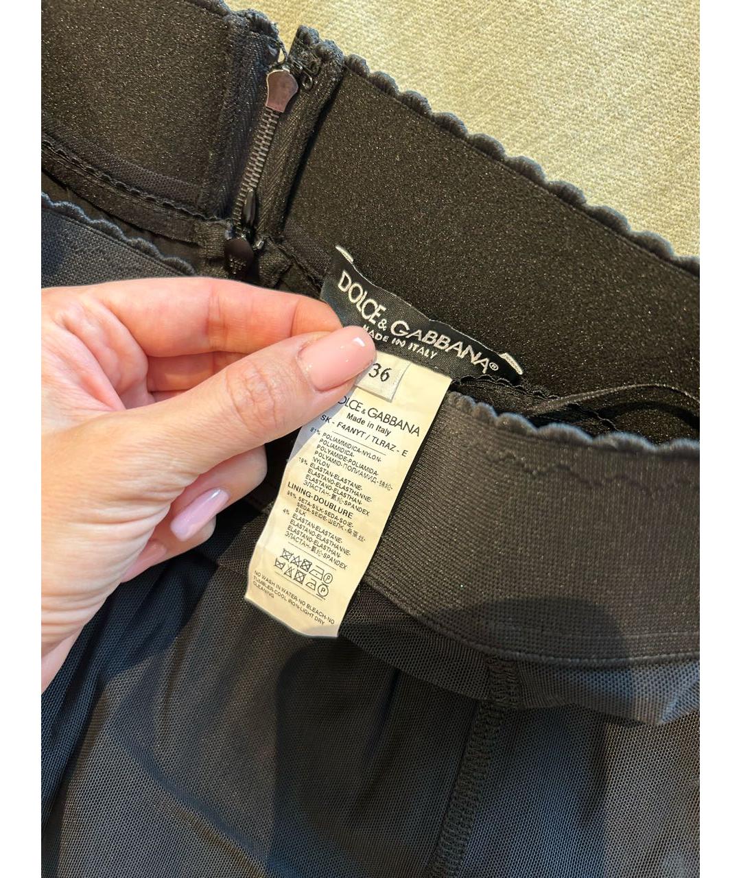 DOLCE&GABBANA Черная юбка миди, фото 4