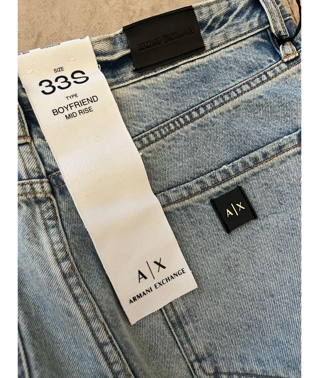 ARMANI EXCHANGE Голубые хлопковые прямые джинсы, фото 6