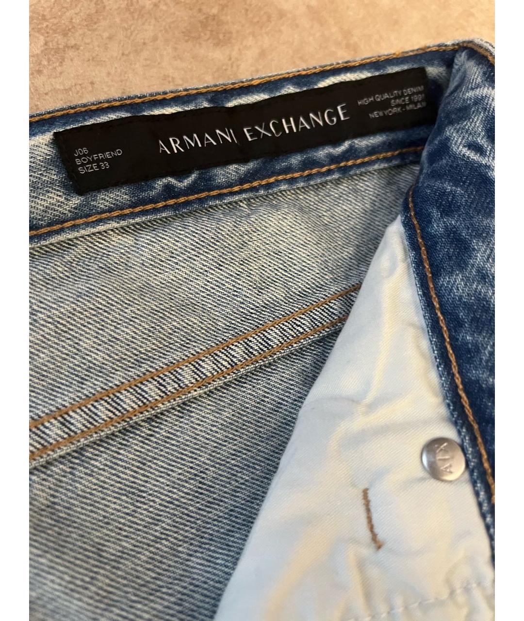 ARMANI EXCHANGE Голубые хлопковые прямые джинсы, фото 3