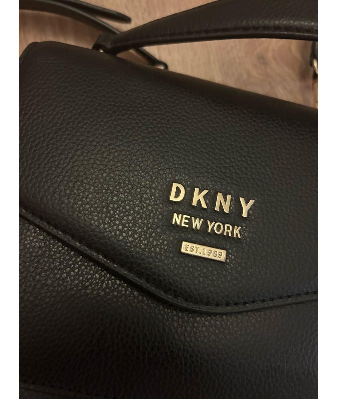 DKNY Черная кожаная сумка с короткими ручками, фото 8