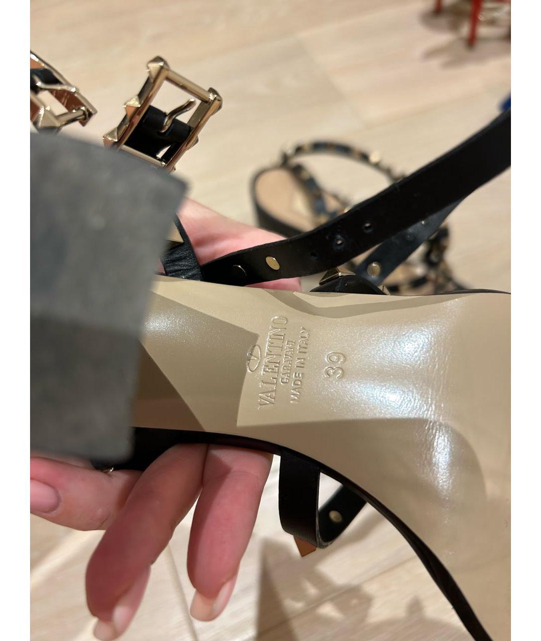 VALENTINO Черные кожаные босоножки, фото 5