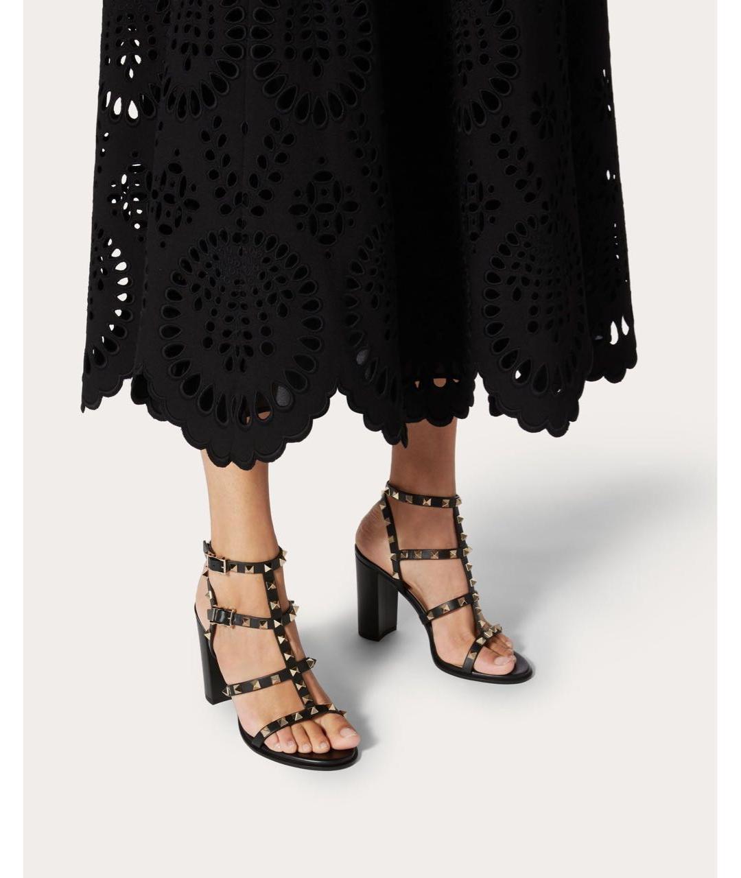 VALENTINO Черные кожаные босоножки, фото 6