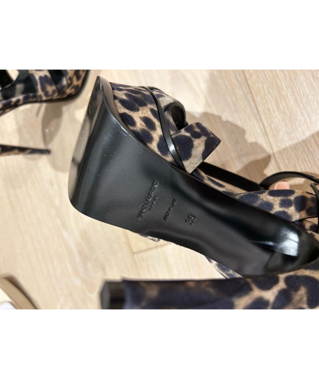 SAINT LAURENT Черные кожаные босоножки, фото 2