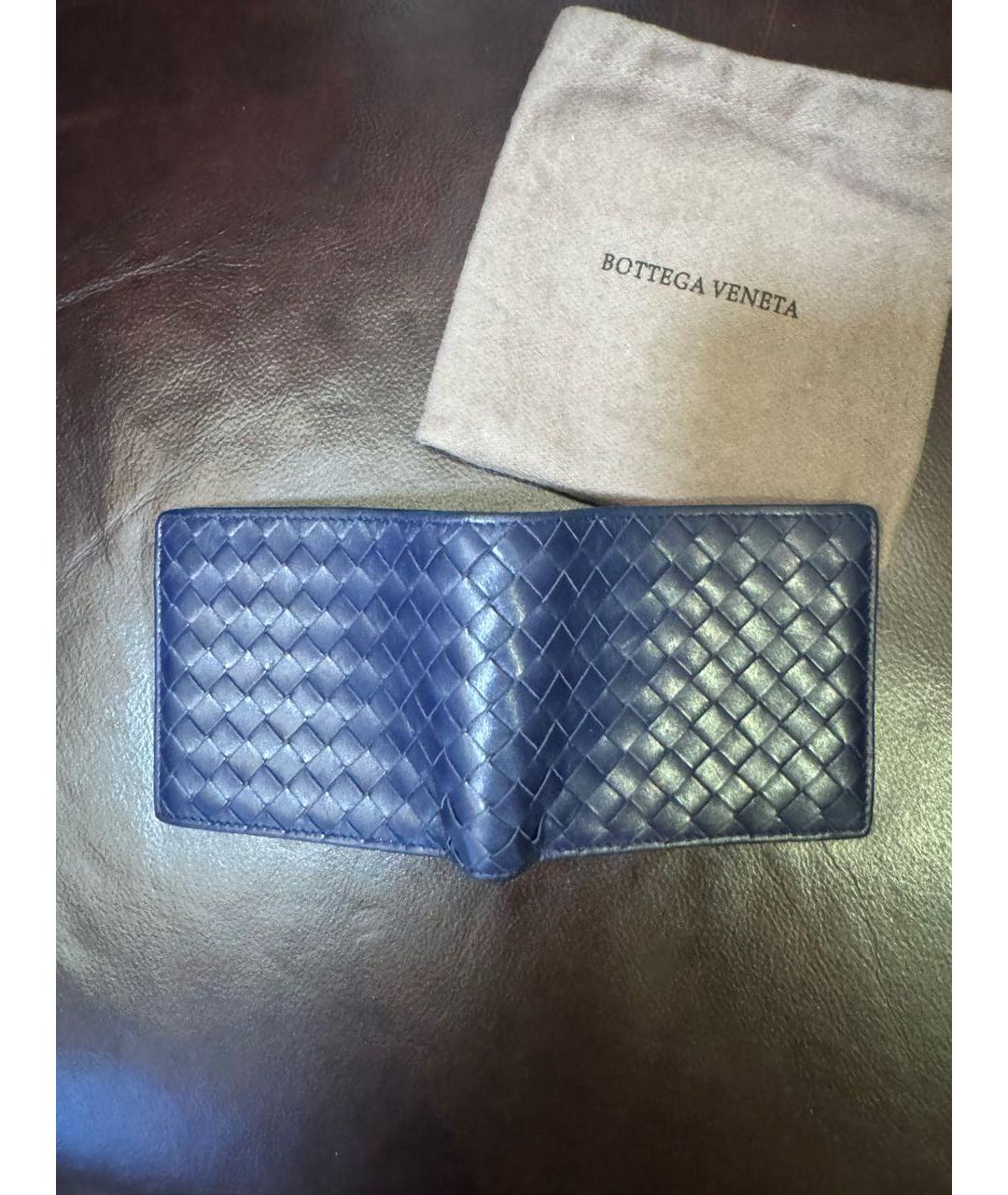 BOTTEGA VENETA Синий кожаный кошелек, фото 4