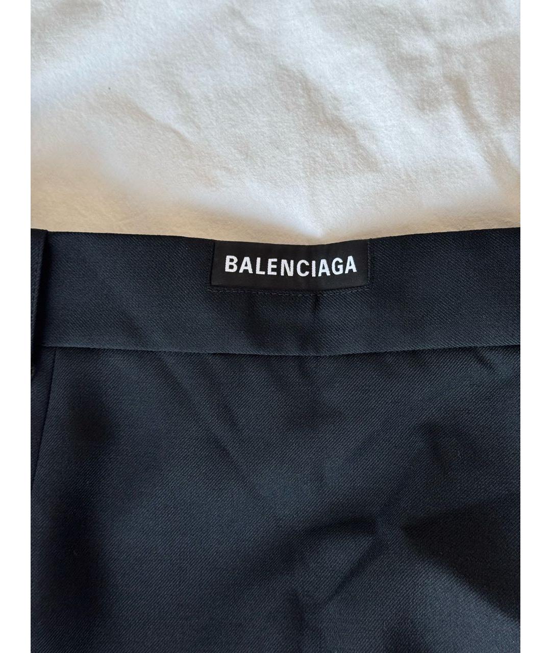 BALENCIAGA Черная шерстяная юбка мини, фото 3