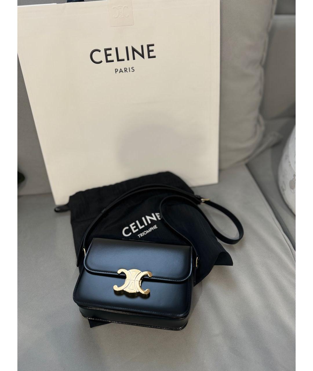 CELINE Черная кожаная сумка через плечо, фото 6
