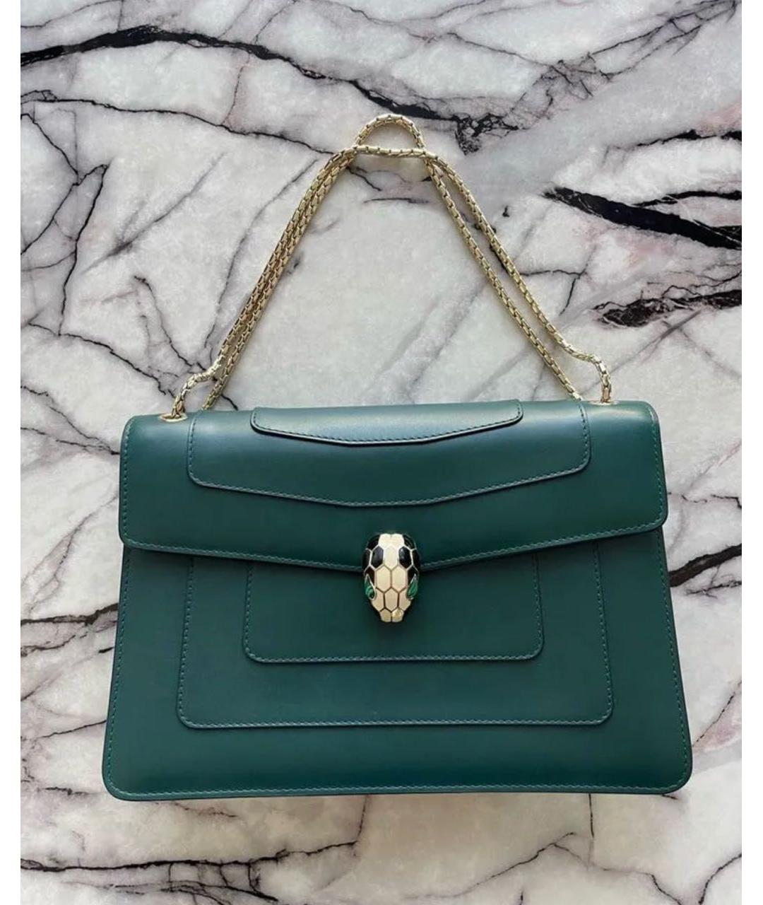 BVLGARI Зеленая кожаная сумка через плечо, фото 6