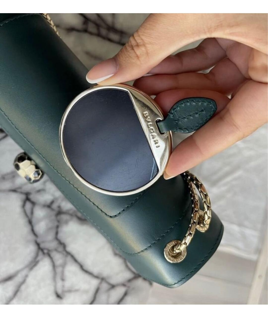 BVLGARI Зеленая кожаная сумка через плечо, фото 4