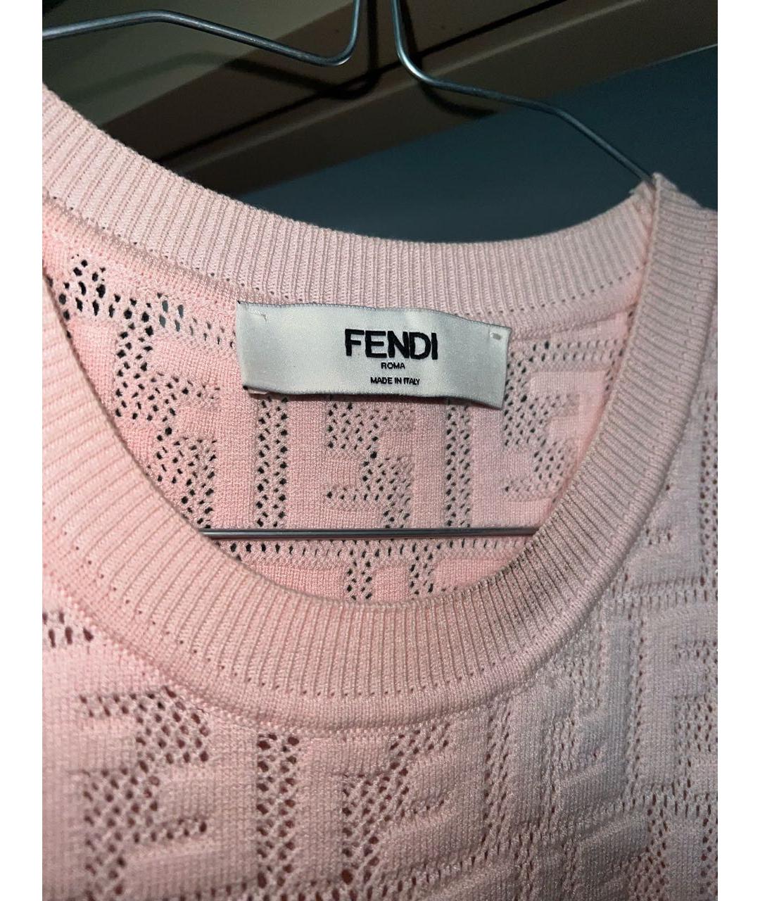 FENDI Розовое хлопковое повседневное платье, фото 3