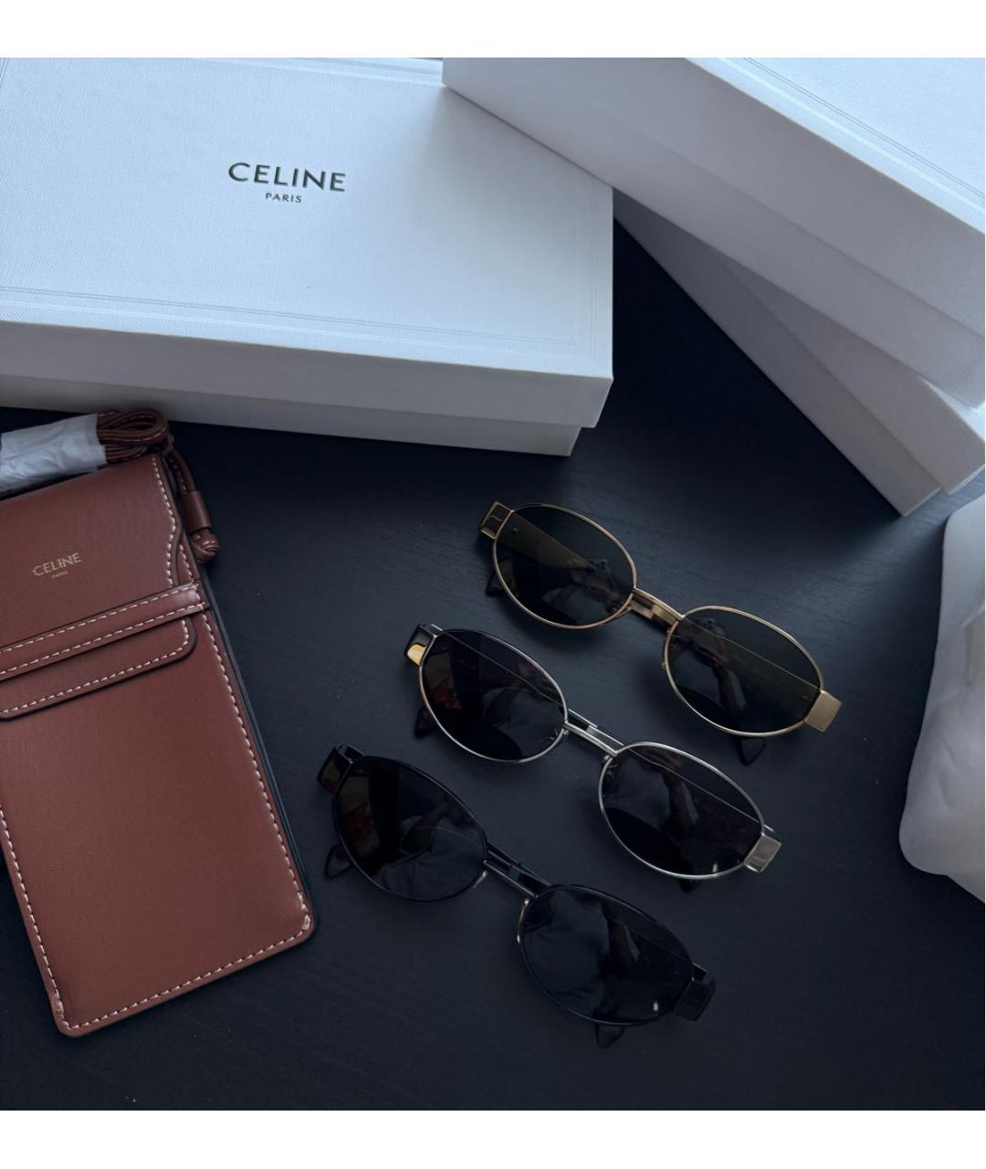 CELINE Золотые металлические солнцезащитные очки, фото 4