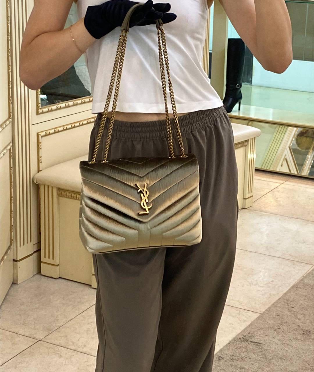 SAINT LAURENT Золотая сумка через плечо, фото 8