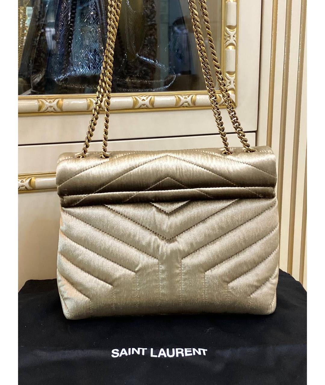 SAINT LAURENT Золотая сумка через плечо, фото 3