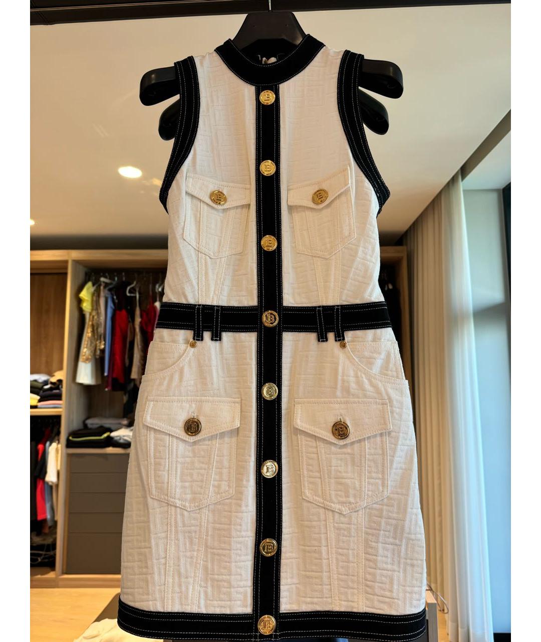 BALMAIN Белое деним повседневное платье, фото 8