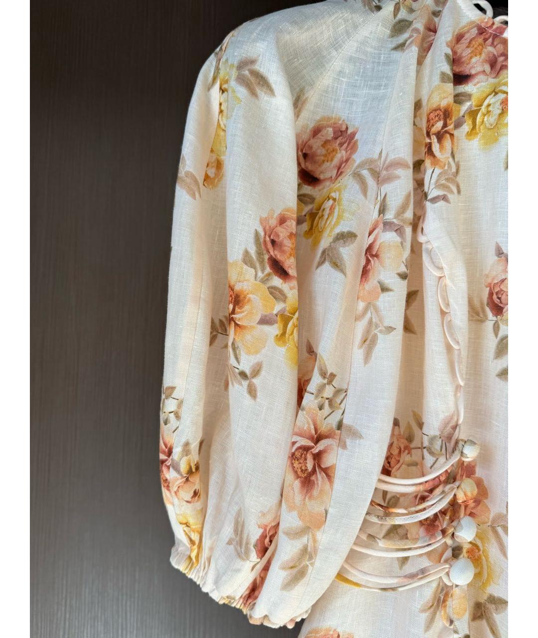 ZIMMERMANN Бежевое льняное повседневное платье, фото 3