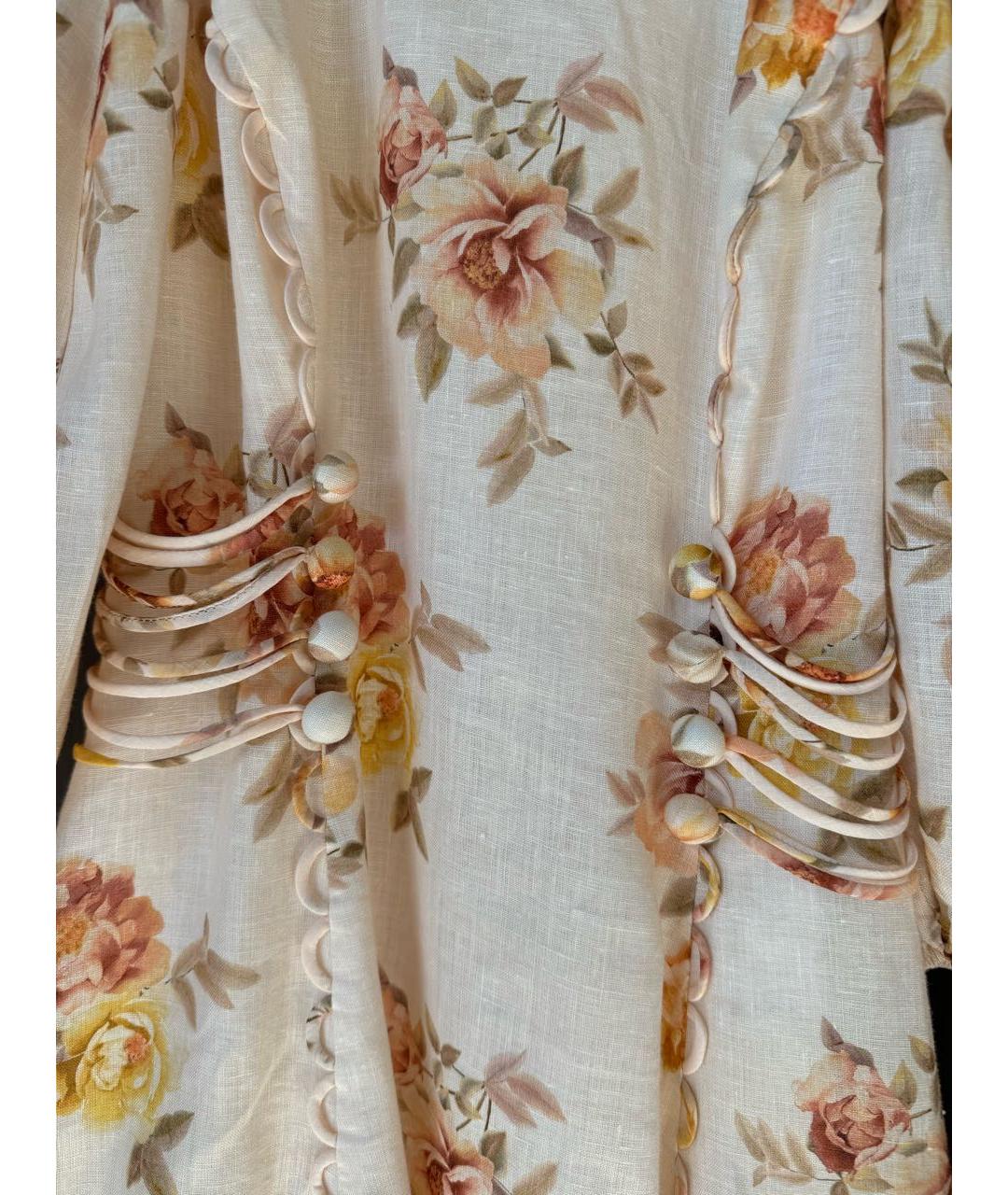 ZIMMERMANN Бежевое льняное повседневное платье, фото 2