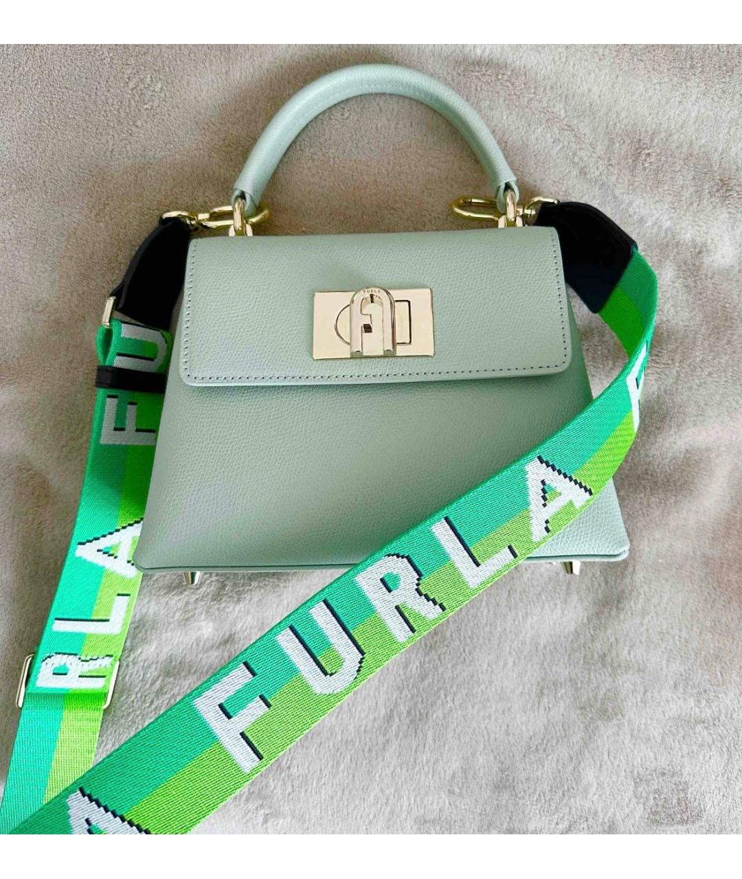 FURLA Салатовая кожаная сумка через плечо, фото 5