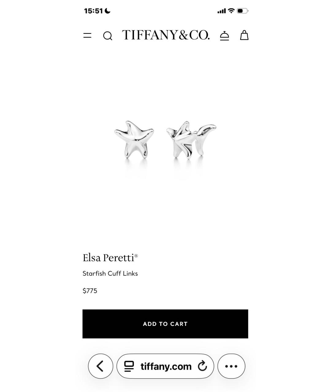 TIFFANY&CO Серебряные серебряные запонки, фото 7