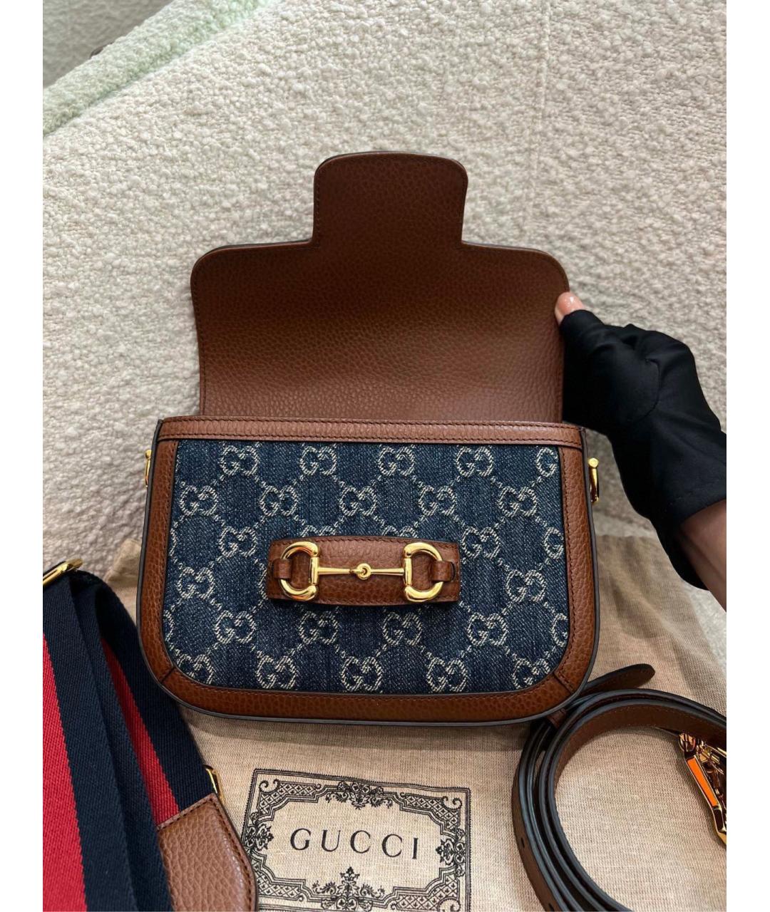 GUCCI Голубая деним сумка через плечо, фото 5