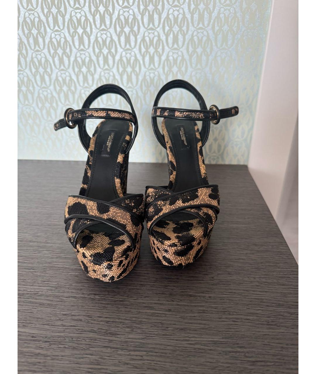DOLCE&GABBANA Коричневые текстильные босоножки, фото 2