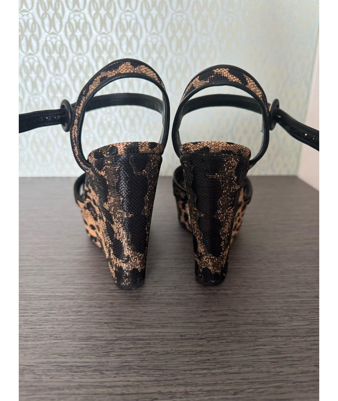 DOLCE&GABBANA Коричневые текстильные босоножки, фото 4