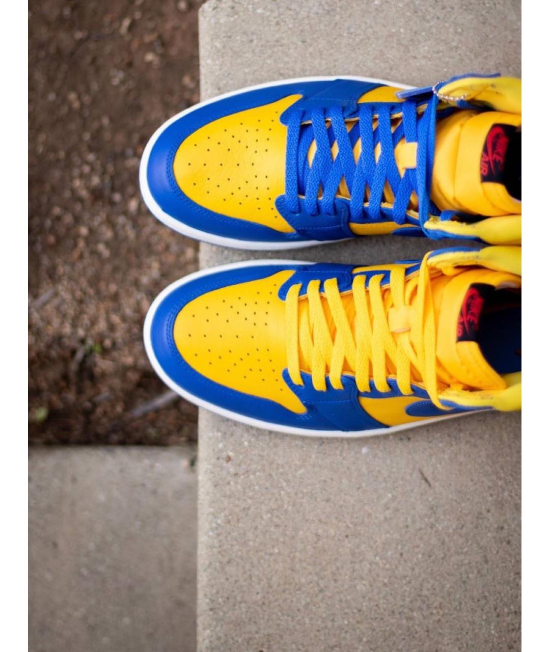 JORDAN Синие кожаные кеды, фото 7