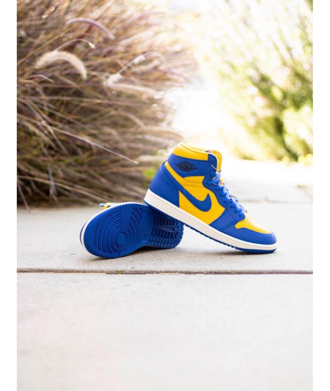 JORDAN Синие кожаные кеды, фото 2