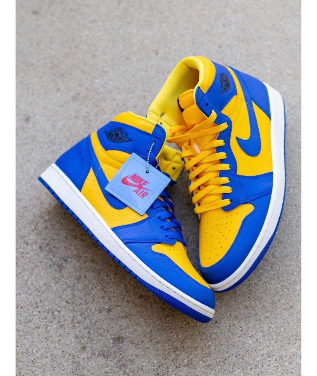 JORDAN Синие кожаные кеды, фото 3