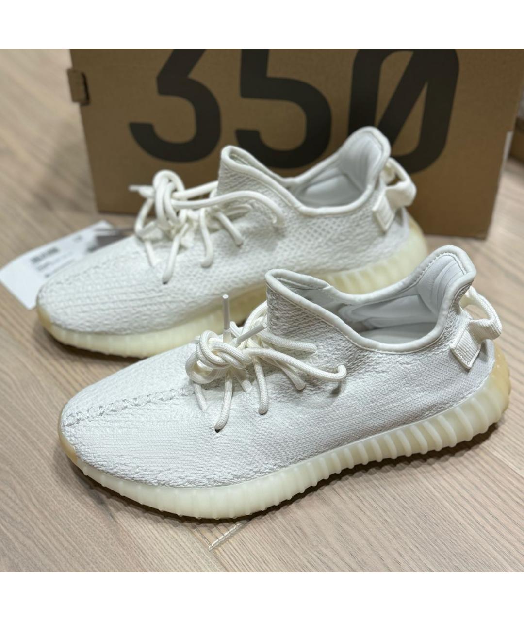 ADIDAS YEEZY Белые текстильные низкие кроссовки / кеды, фото 5