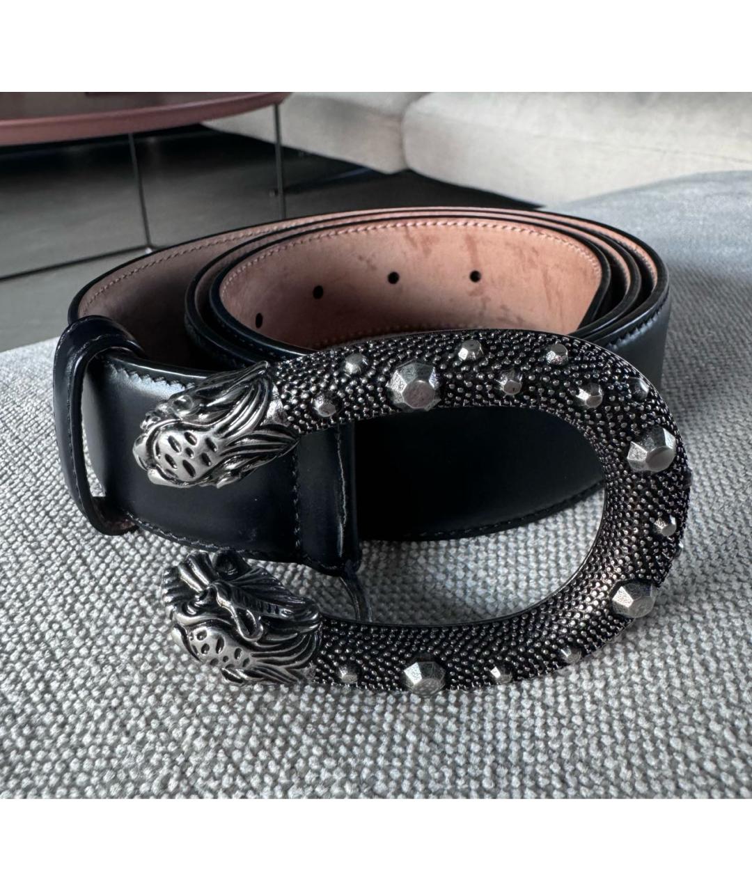 GUCCI Черный кожаный ремень, фото 5